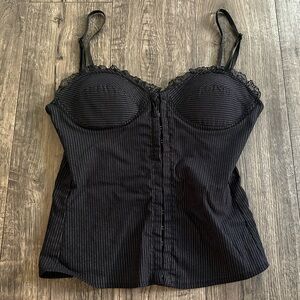 90s Elegant Black Lace Trim Camisole